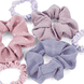Scrunchie with print, blue and purple, 6 pieces