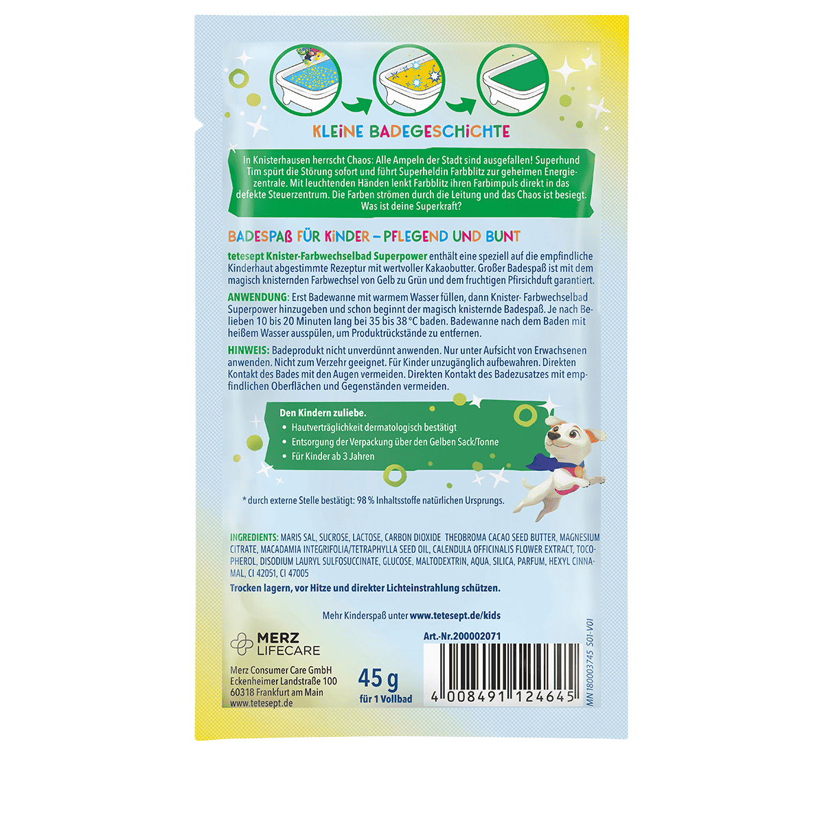 Bagno scoppiettante cambia colore per bambini Superpower