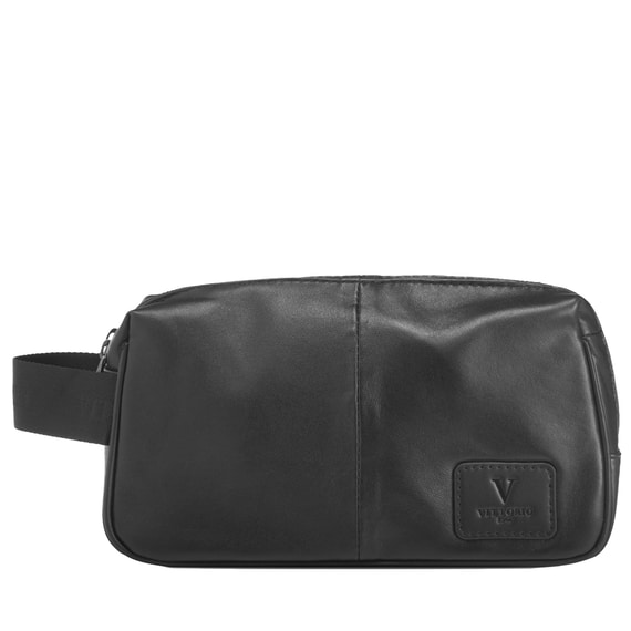 Lamb Leather Toiletry Bag - Black