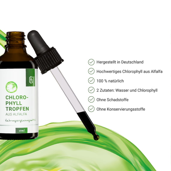 Chlorophyll Tropfen aus Alfalfa