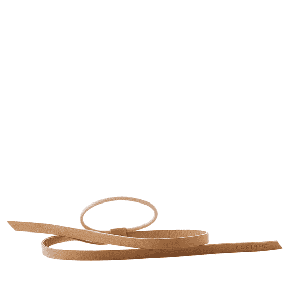Leather Band Short Narrow Camel