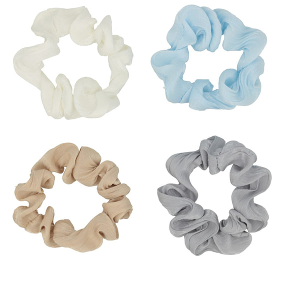 Scrunchie - Off-White, Blau, Hellbraun