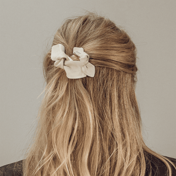 Leather Bow Big On Hair Clip White