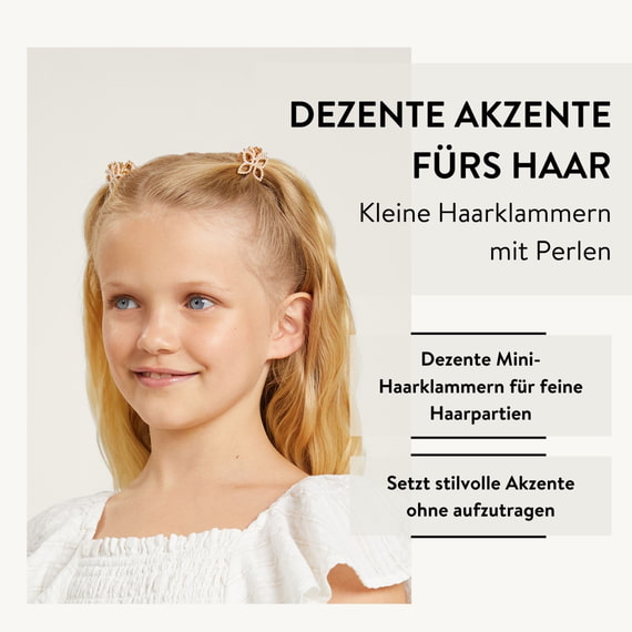 Haarklammer Metall mit Perlen 2 Stk