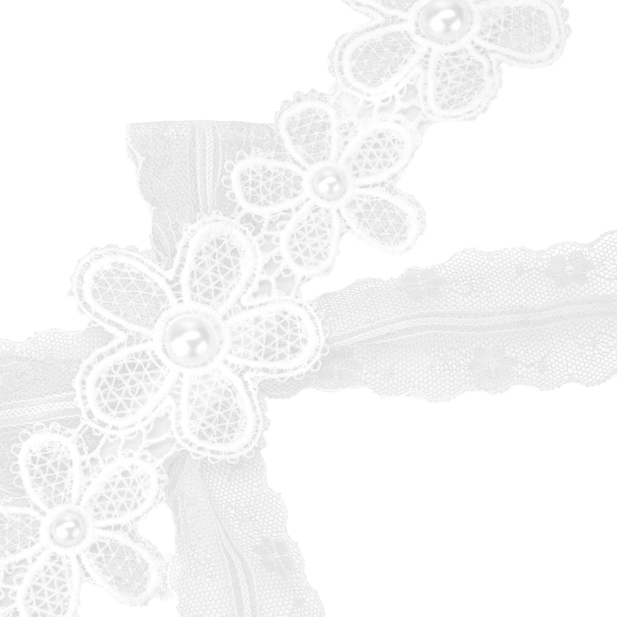 Bandeau cheveux pour bébé avec 3 grandes fleurs et 2 petites fleurs sur tissu brodé avec ruban