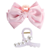 Hair Clip With Pearls And Hair Clip With Bow - rose