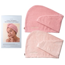 Ultrasaugstarkes Mikrofaser-Haarturbanhandtuch - 2er Set - Blush & Soft Rose