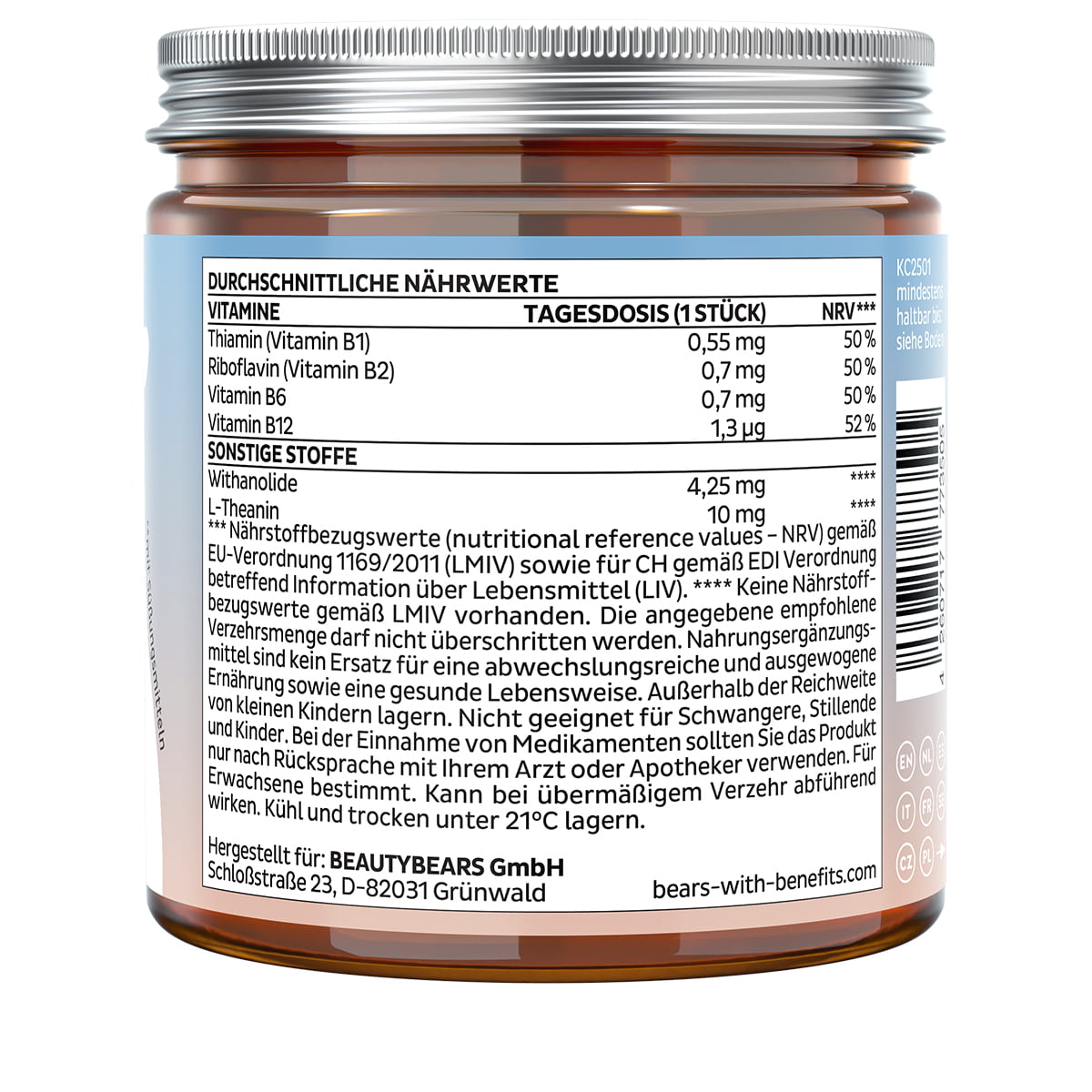 Keepin’ It Calm Vitamin Ashwagandha & B-Komplex, zuckerfrei - 60 Bears