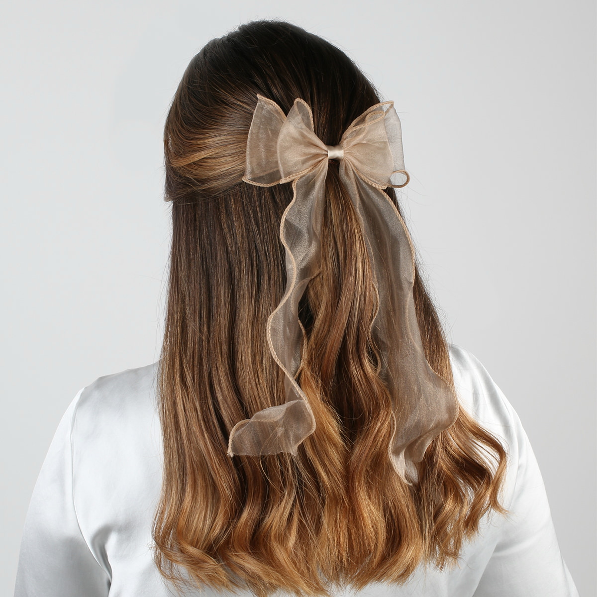 Schleife auf Haarclip - Beige