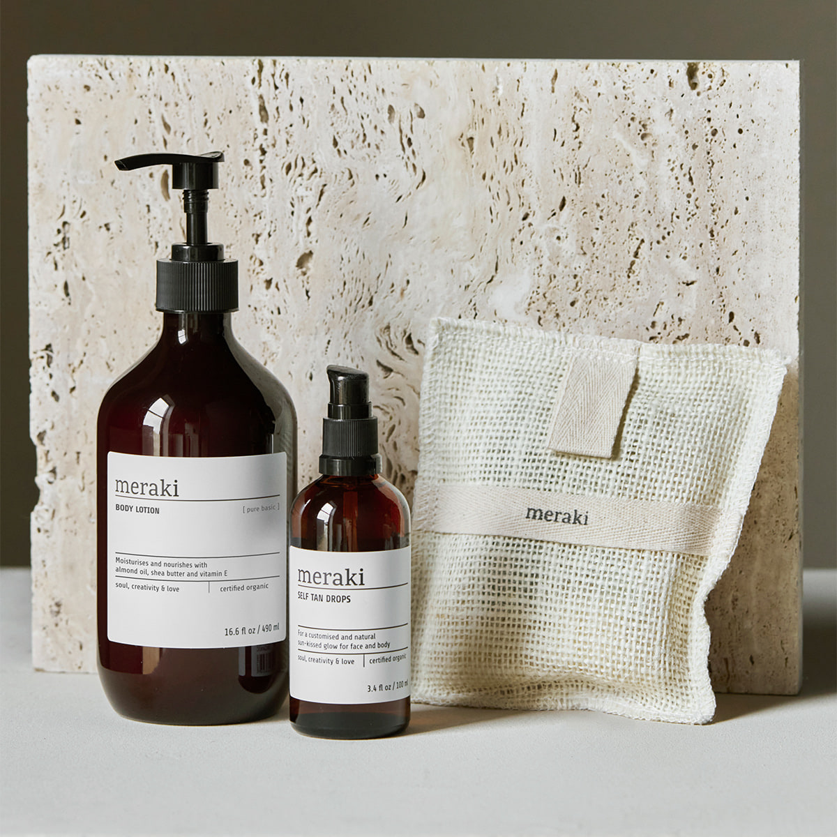 Geschenkbox Selbstbräuner-Tropfen + Badehandschuh + Body Lotion