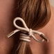 Hair Tie Bow Metal Plain Cream