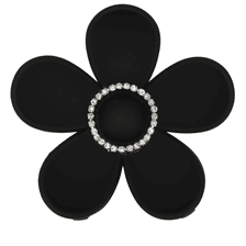 Flower Hair Clip With Rhinestones - Black