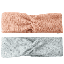Knitted Hairband - sunset orange & grey-blue