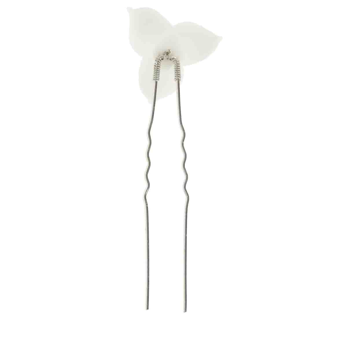 Épingles À Cheveux Avec Fleurs En Céramique & Perles - Argenté