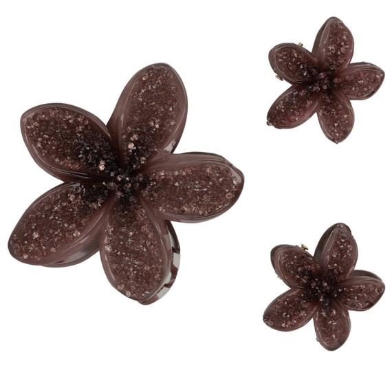 Fermaglio Lotus Effetto Cristallo - Marrone