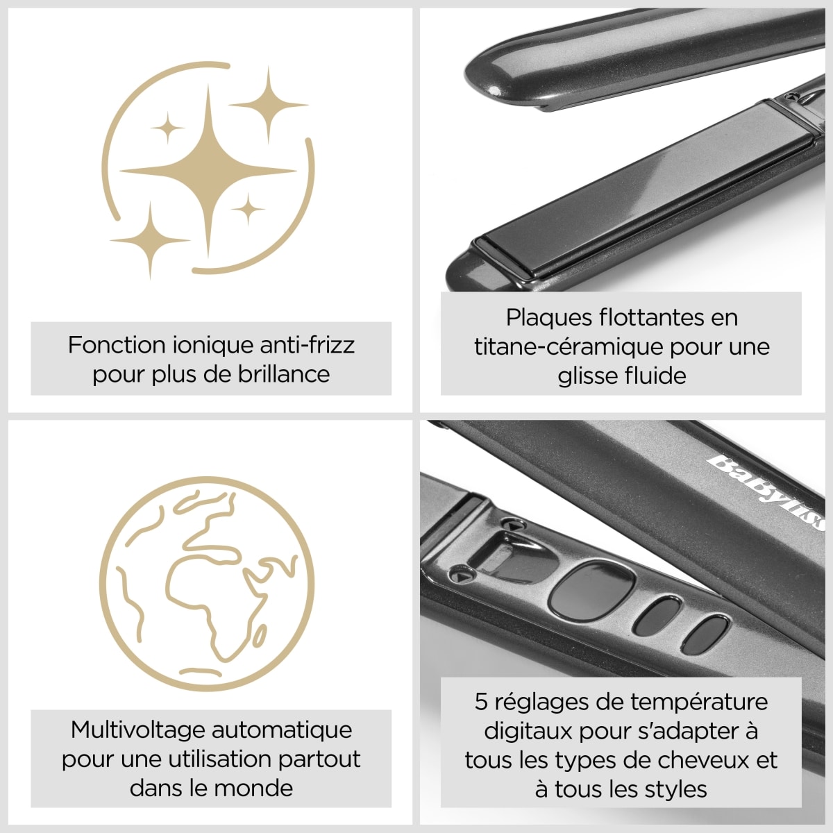 Lisseur à cheveux Titanium Shine ST620E