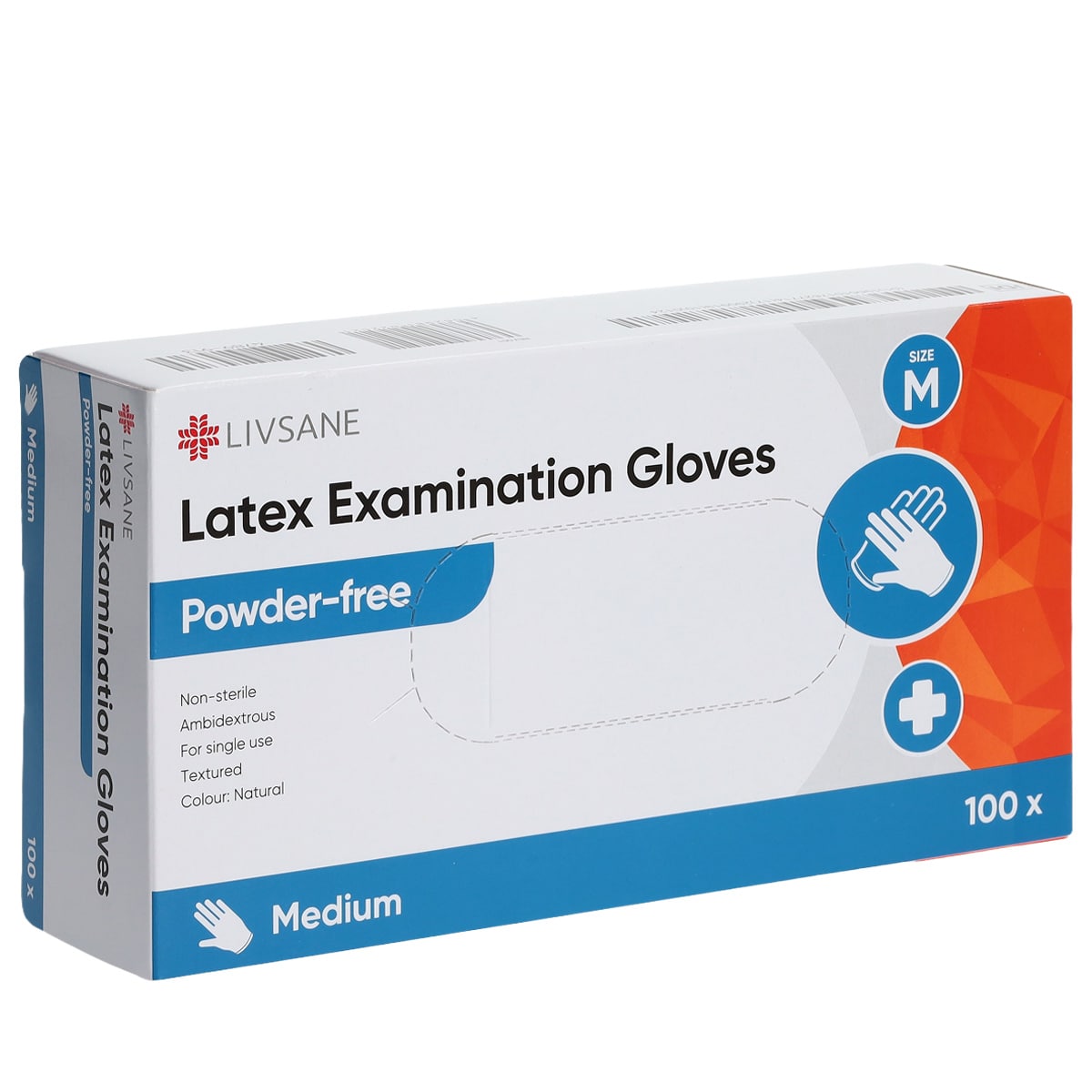 Gants d'examen en latex M sans poudre, 100 pcs.