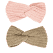 Knitted hairband with knot, brown and pink, duopack