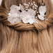 Hair clip with delicate leaves and pearls, white