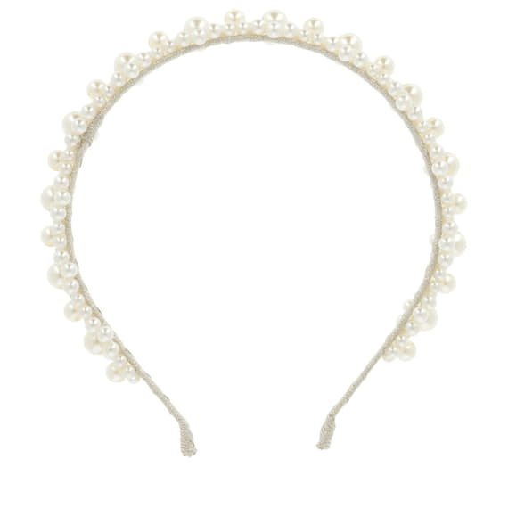 Serre-Tête Fin À Perles - Blanc Cassé