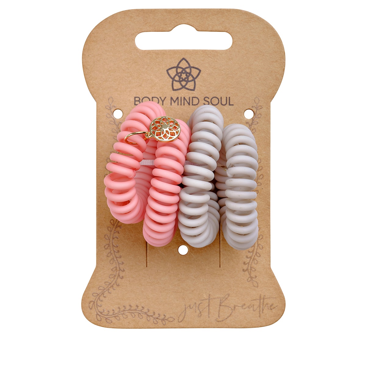 Sprial hair pin yoga 4 cm 4 pieces, matt, old rose and light grey