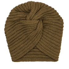 Knitted turban cap, khaki