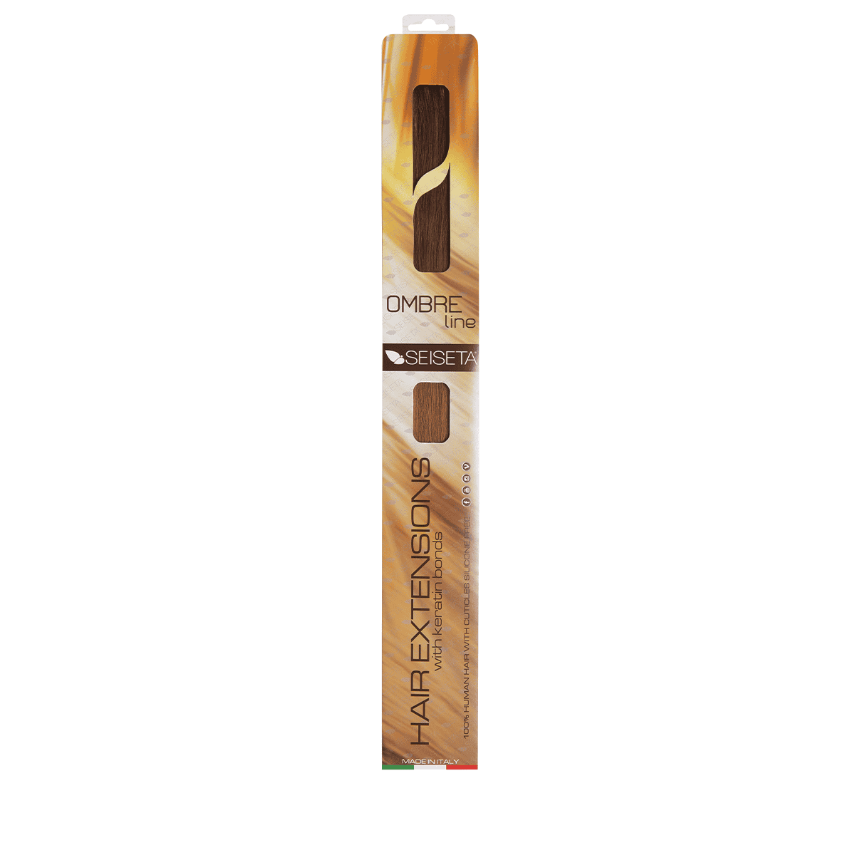 Keratin Hair Extensions 40/45 cm - 4/14, brown/light golden blond copper