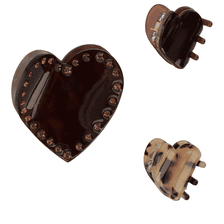 Set Of Heart Clips - Brown