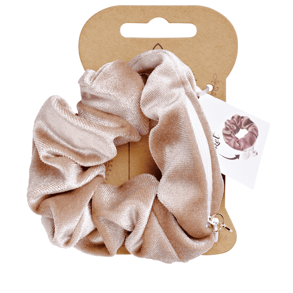 Scrunchie Yoga velvet with zipper, beige