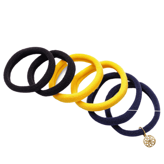 Hair band Yoga soft, 6 pcs, navy, yellow, black