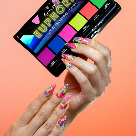 Cream Gel Palette, Euphoria Neons, Brush