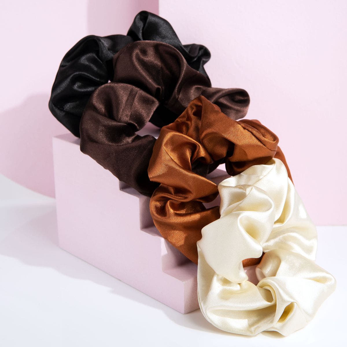 Nude Satin Scrunchies