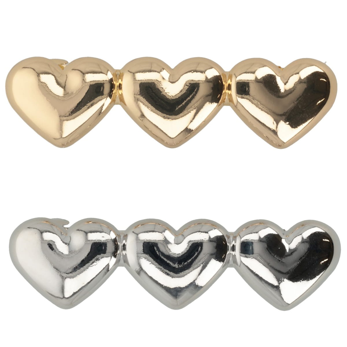 Barrette Set in Herzform - Silber & Gold