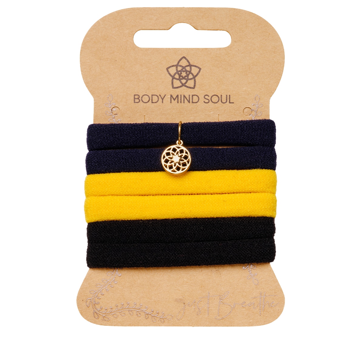 Hair band Yoga soft, 6 pcs, navy, yellow, black