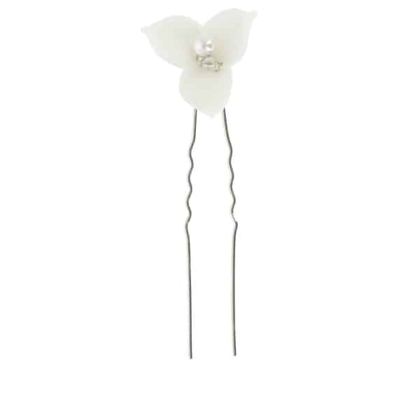 Épingles À Cheveux Avec Fleurs En Céramique & Perles - Argenté