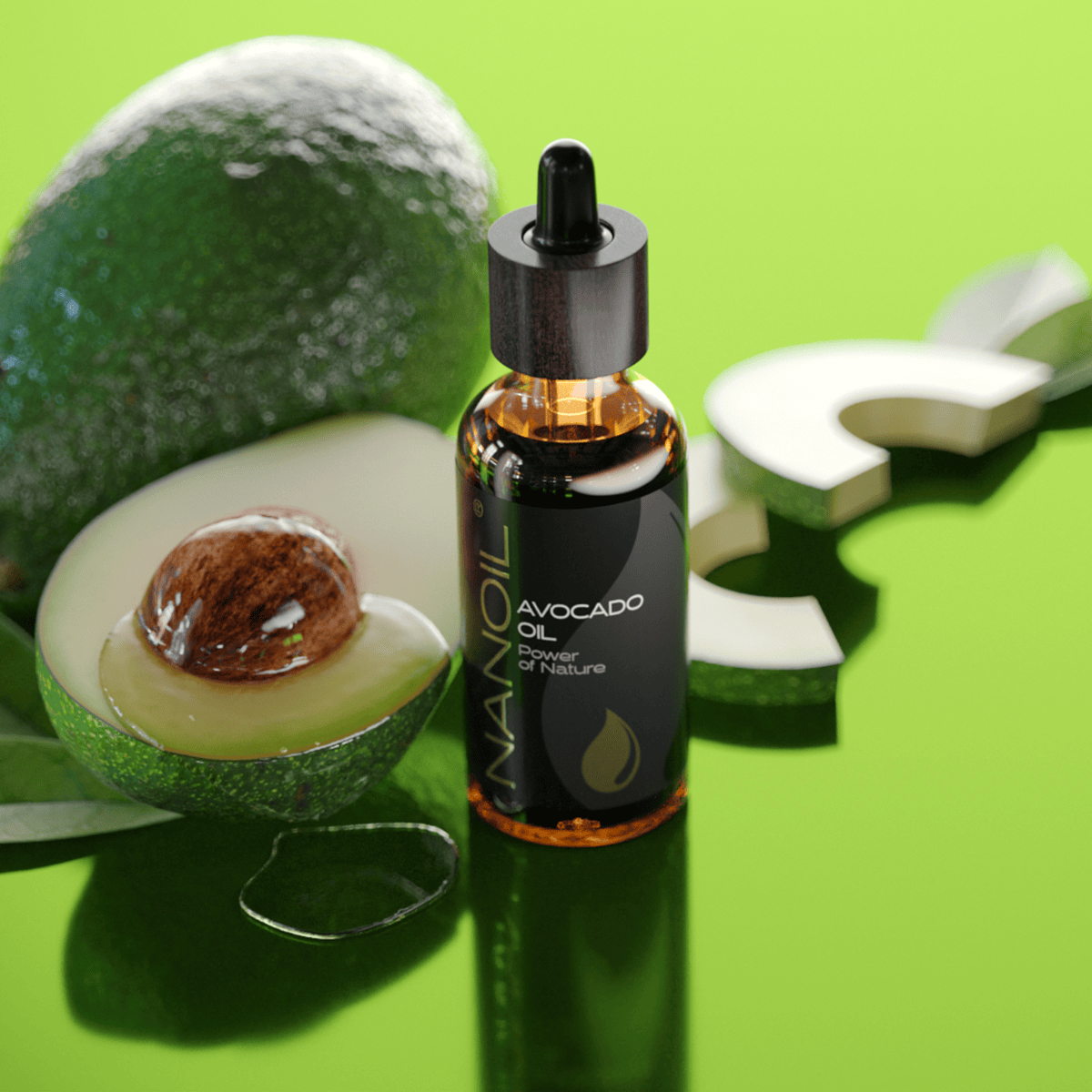 Huile d’avocat pour cheveux, corps, visage et ongles
