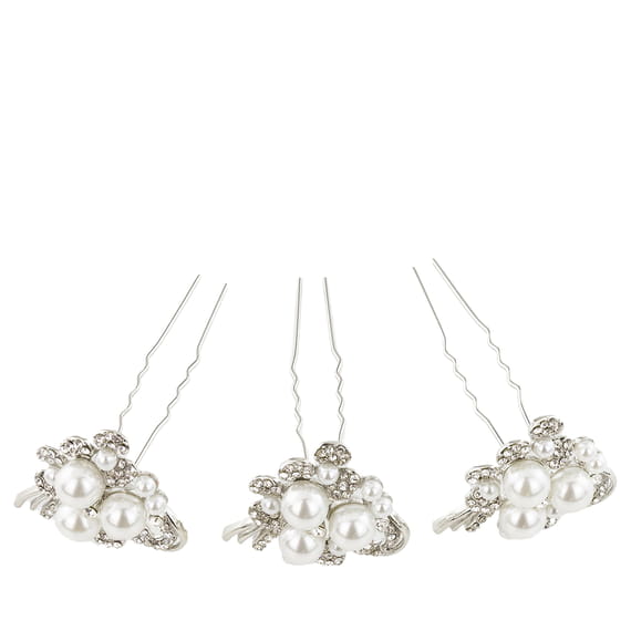 Épingles À Cheveux Avec Perles Et Pierres, 3 pcs.