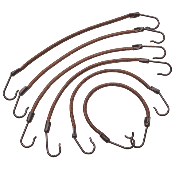 Elastici a treccia con gancio, lunghezza 12 cm, marrone, 6 pezzi