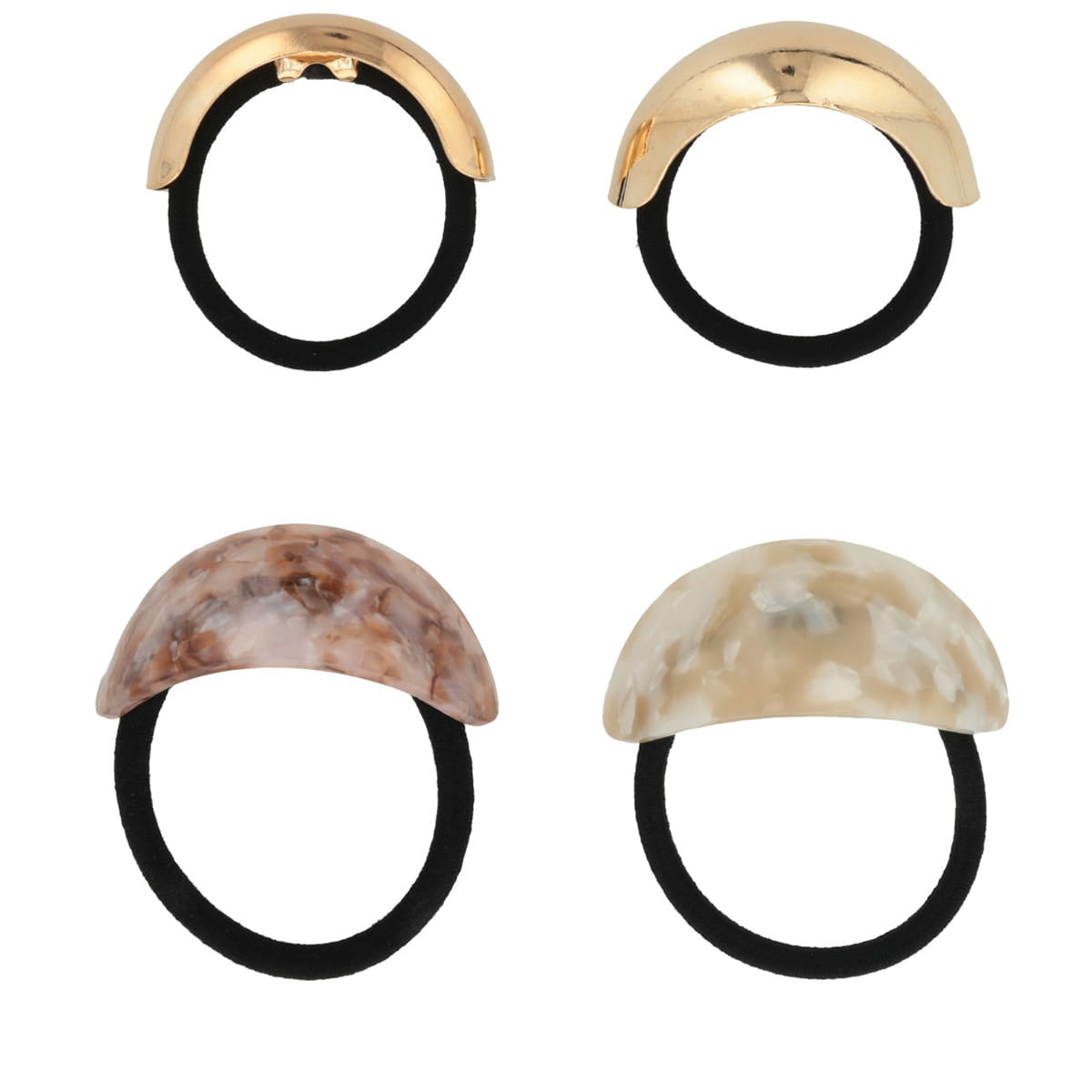 Set D’Élastiques Cheveux - Or, Bordeaux, Beige