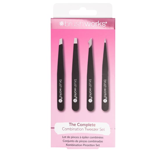 4 Piece Combination Tweezer Set - Black
