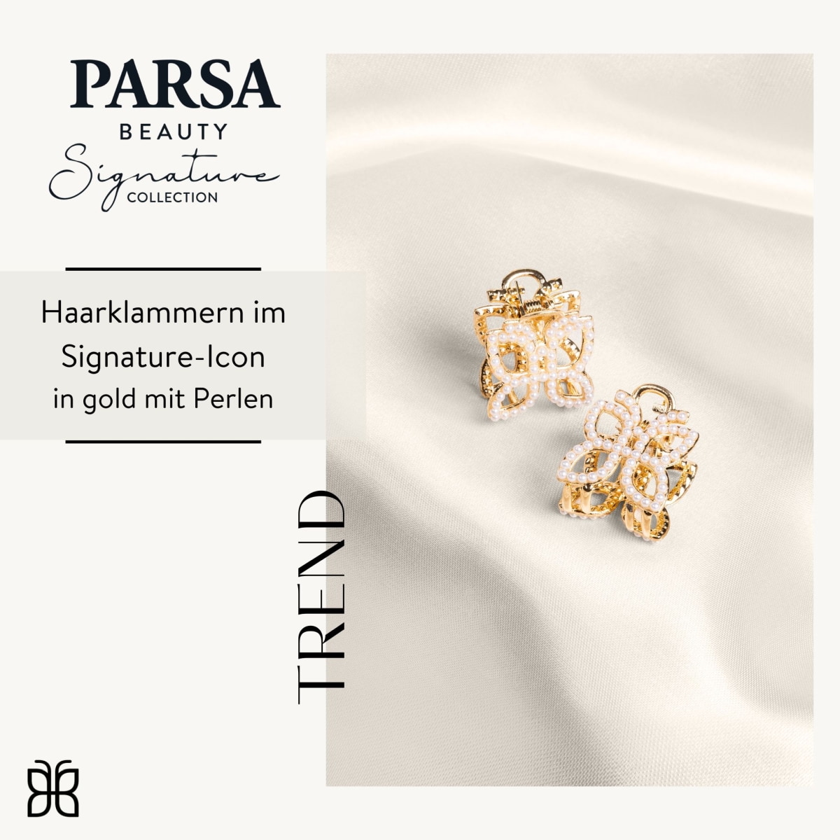 Haarklammer Metall mit Perlen 2 Stk