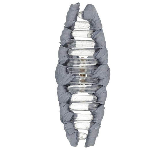 Fabric-Covered Hair Clip - Cream & Blue-Grey