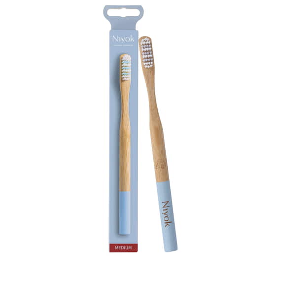 Adult Bamboo Toothbrush – Blue, Medium