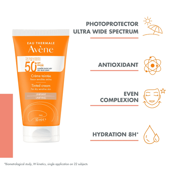 Crème solaire teintée SPF50+