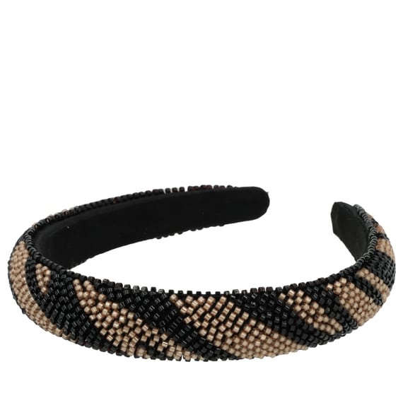Serre‑Tête À Perles - Noir, Or