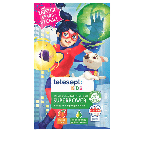 Bagno scoppiettante cambia colore per bambini Superpower