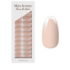 French Tips Press On Nails Medium Round