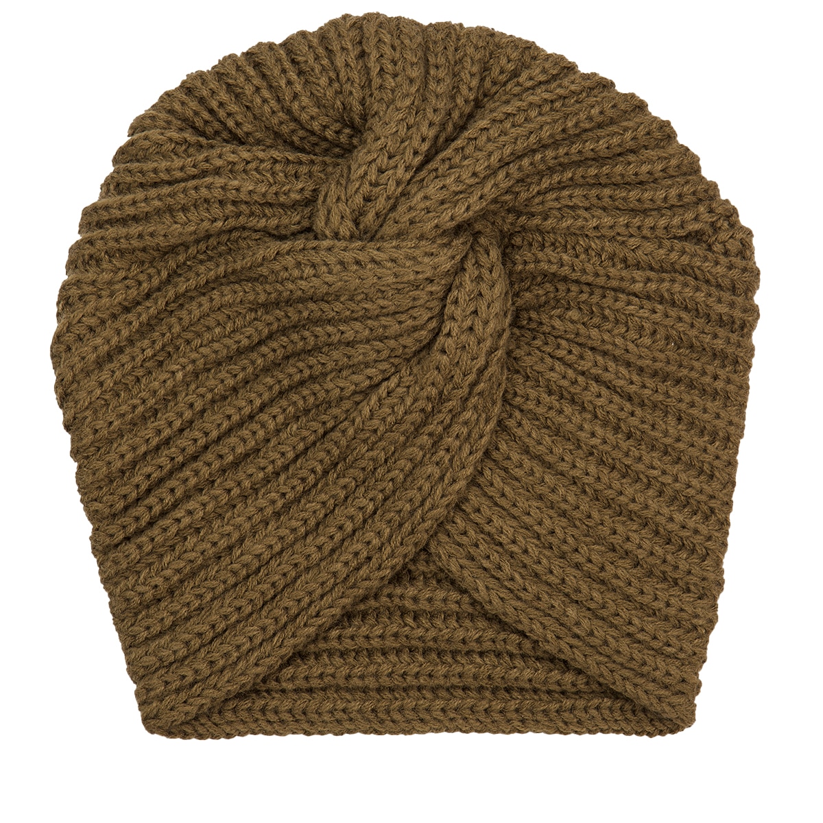 Knitted turban cap, khaki