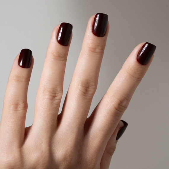 Burgundy Press On Nails Short Square