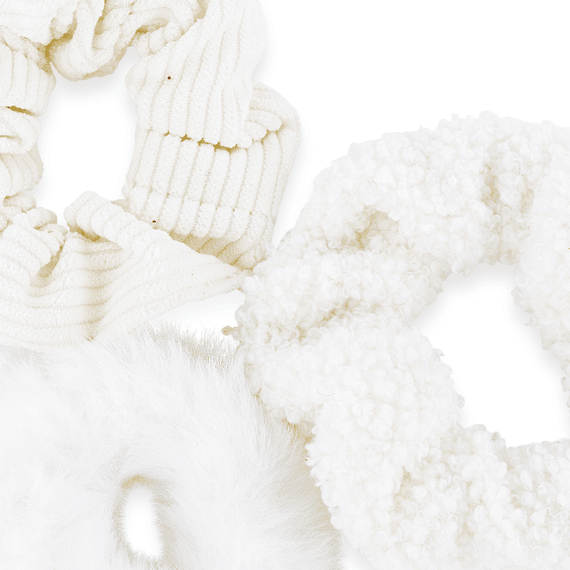 Scrunchies in manchester, Terry and Teddy fabric, offwhite, triopack
